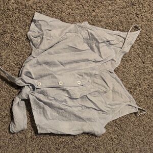 Light Gray Button-Up Crop Top